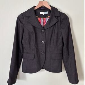 Boden Wool Blend Grey Blazer Size 2 Work Career Jacket